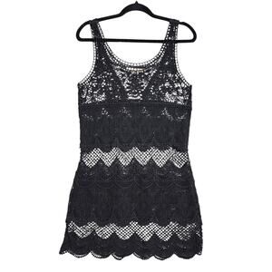 American Eagle Womens Crochet Lace Dress Size Small Black Swim Cover Up Beach